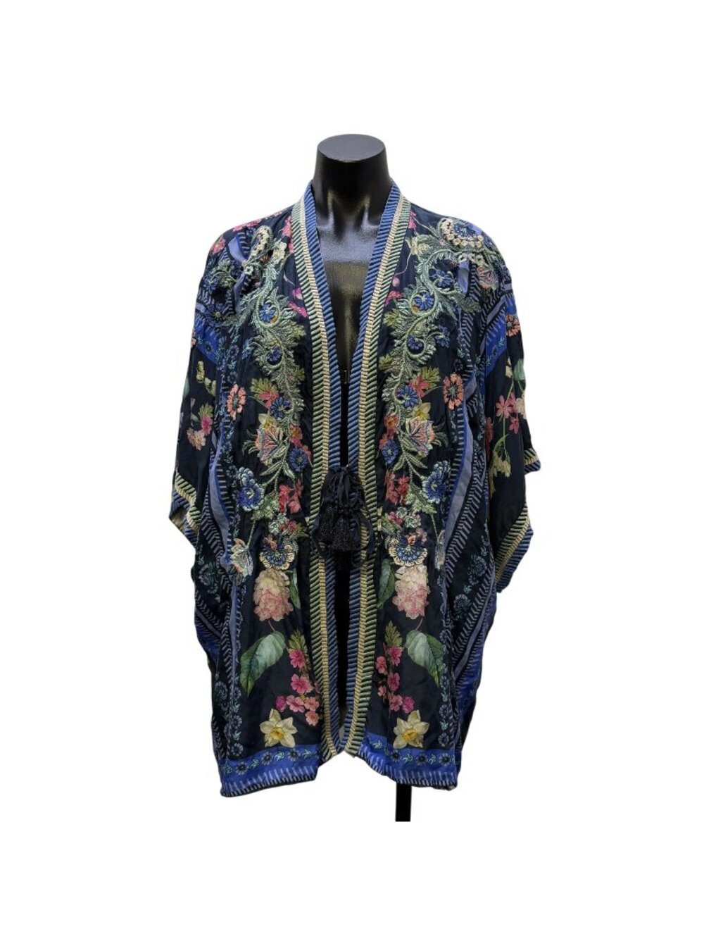 Johnny Was Floral Embroidered Kimono Cardigan Multi-Color S